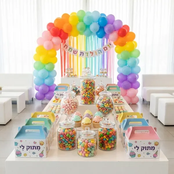 חנות ממתקים לימי הולדת ילדים - שולחן מתוקים מעוצב